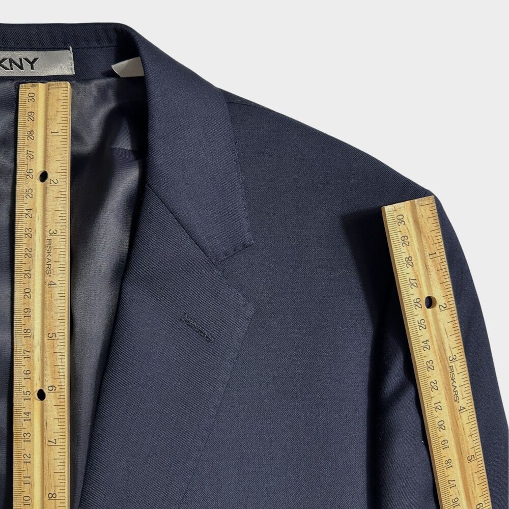 DKNY Men's Blazer Sport Coat Two Button Jacket 40R Navy Blue 2-Vent 100% Wool - Picture 5 of 10
